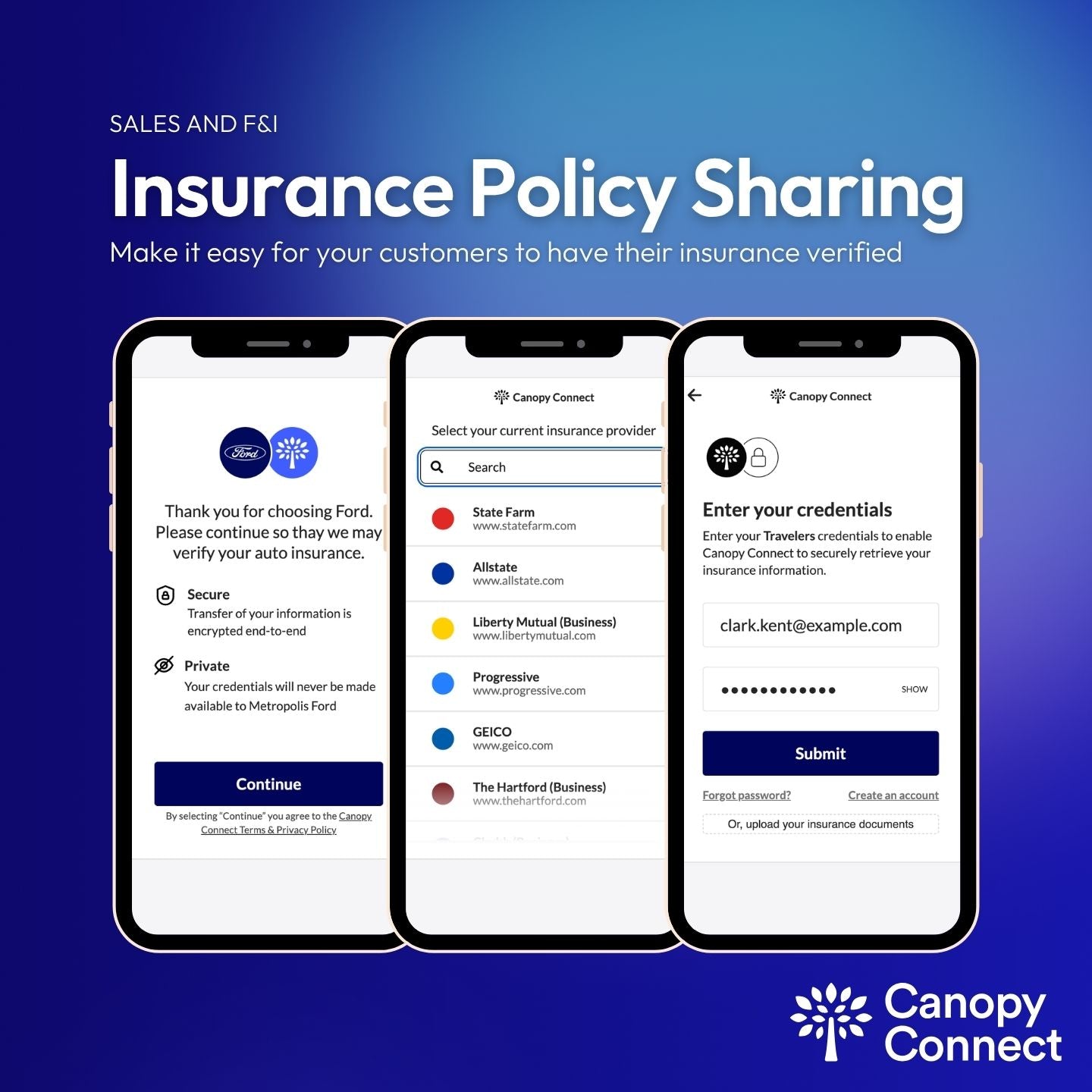 Canopy Connect Insurance Verification for Sales F&I