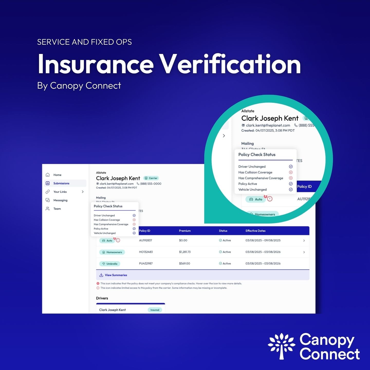 Canopy Connect Insurance Verification for Loaners