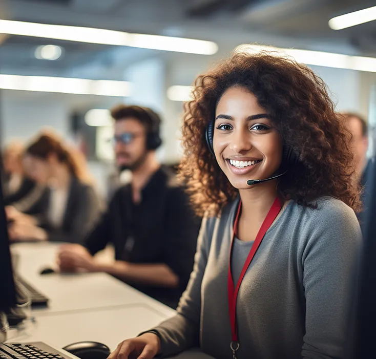 Customer support woman with headset