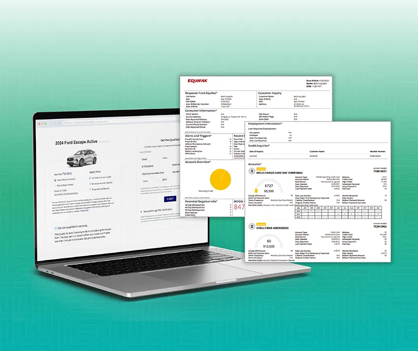 Laptop with dashboard and credit pull